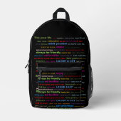 解像度やる気を起こさせる引用文Backpack プリントバックパック (正面)