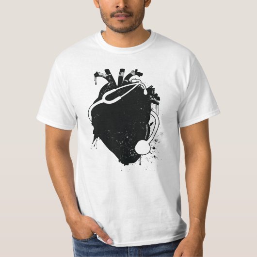 解剖ハートの聴診器 Tシャツ (正面)