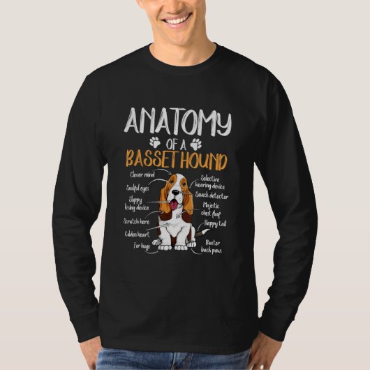 解剖学おもしろいのバセット犬 Tシャツ (正面)