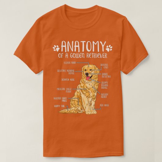 解剖学おもしろいゴールデンレトリバー犬恋人 Tシャツ (デザイン正面)