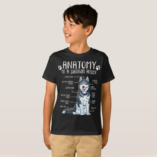 解剖学おもしろいシベリアのハスキー犬の恋人 Tシャツ (正面フル)