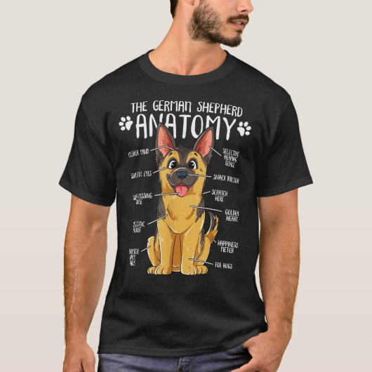 解剖学おもしろいドイツ羊飼い犬のオーナー121 Tシャツ (正面)