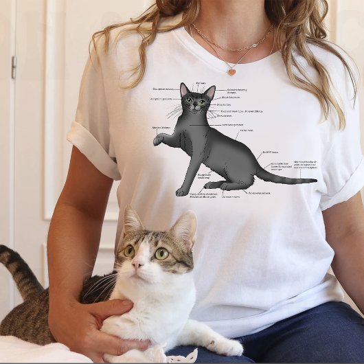 解剖学おもしろい猫 Tシャツ