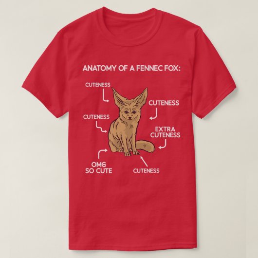 解剖学かわいいFennec Fo Tシャツ (デザイン正面)