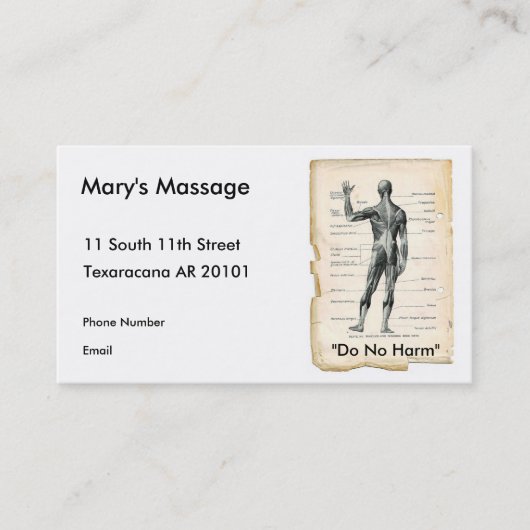 解剖学の後部 予約カード (正面)