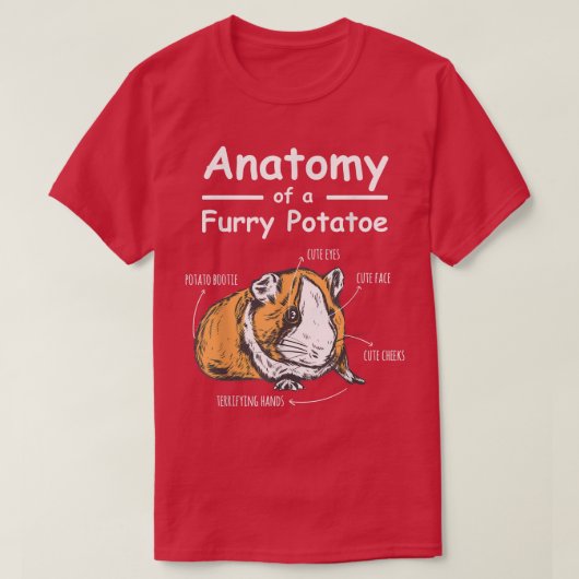 解剖学の毛皮のポテトハムスター豚 Tシャツ (デザイン正面)