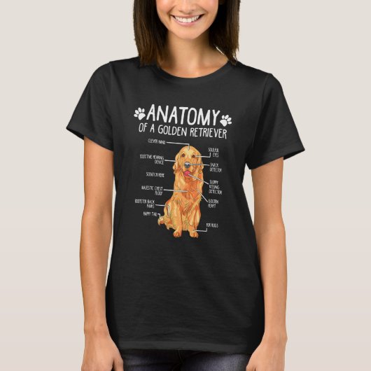 解剖学ゴールデンレトリバー犬 Tシャツ (正面)