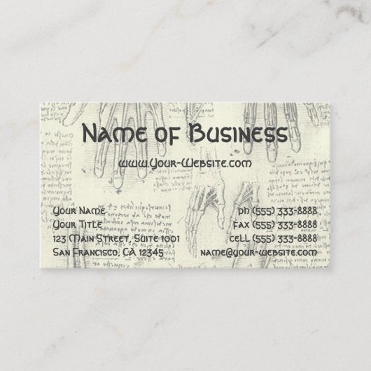 解剖学人間の喉頭と脚(レオナルド・ダ・ヴィンチ) 名刺 (正面)