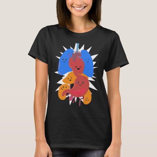 解剖学生理学ハート肺臓器疾患 Tシャツ (正面)