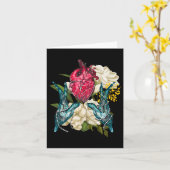 解剖学的な心臓と花のドクターバレンタイン カード (黄色い花)