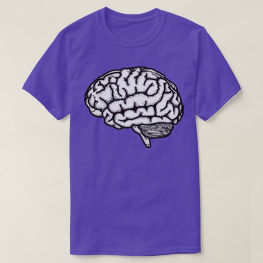 解剖学的な脳の白黒 Tシャツ (デザイン正面)