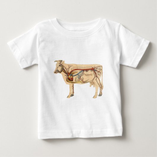 解剖学的にかわいい牛 ベビーTシャツ (正面)