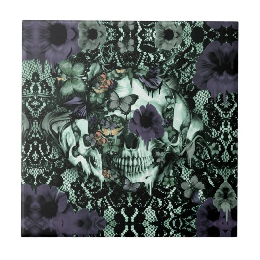 解剖学的に不正確、ケシのスカル タイル (正面)