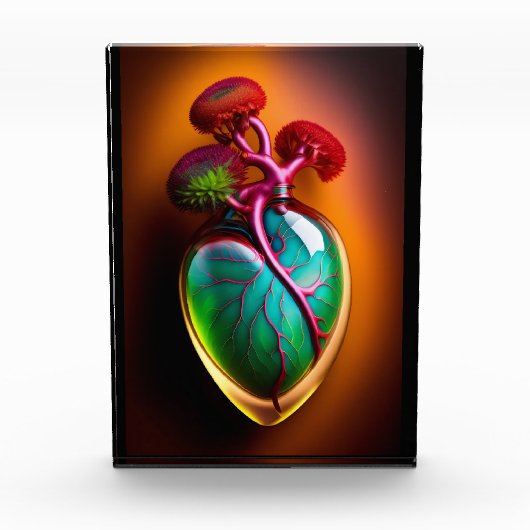 解剖学的ガラスハートデジタルアートアクリルブロック フォトブロック (正面)