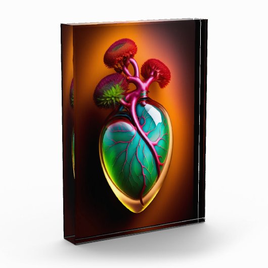 解剖学的ガラスハートデジタルアートアクリルブロック フォトブロック (左)