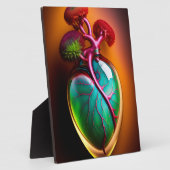 解剖学的ガラスハートデジタルアートテーブルトップ フォトプラーク (側面)