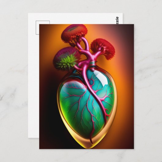 解剖学的ガラスハートデジタルアート葉書 ポストカード (正面/裏面)