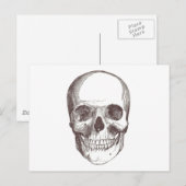 解剖学的スカル、黒/白 ポストカード (正面/裏面)