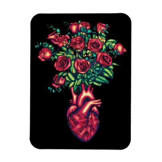 解剖学的ハートとバラ、ハート戦士 マグネット (縦)