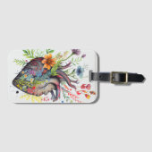 解剖学的ハートと水の色の花ラブカード ラゲッジタグ (正面横)