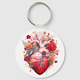 解剖学的ハートと花 キーホルダー