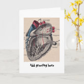 解剖学的ハートヴィンテージ図パーソナライズされた カード (黄色い花)