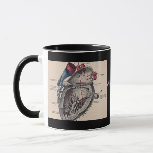 解剖学的ハートヴィンテージ図パーソナライズされた マグカップ (左)