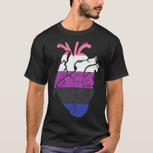 解剖学的ハート体液ナースプライドフラグLGBT Tシャツ (正面)