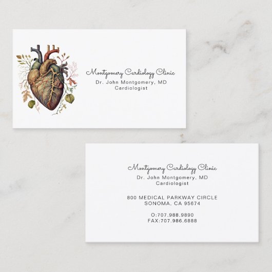 解剖学的ハート医学心臓病医 名刺 (正面/裏面)