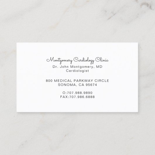 解剖学的ハート医学心臓病医 名刺 (裏面)