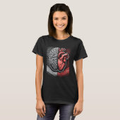 解剖学的ハート対脳医学解剖学 Tシャツ (正面フル)