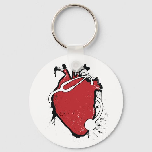 解剖学的ハート聴診器 キーホルダー (正面)