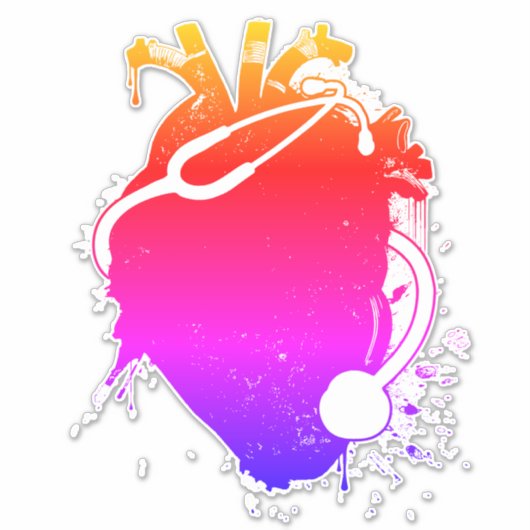 解剖学的ハート聴診器 シール (正面)