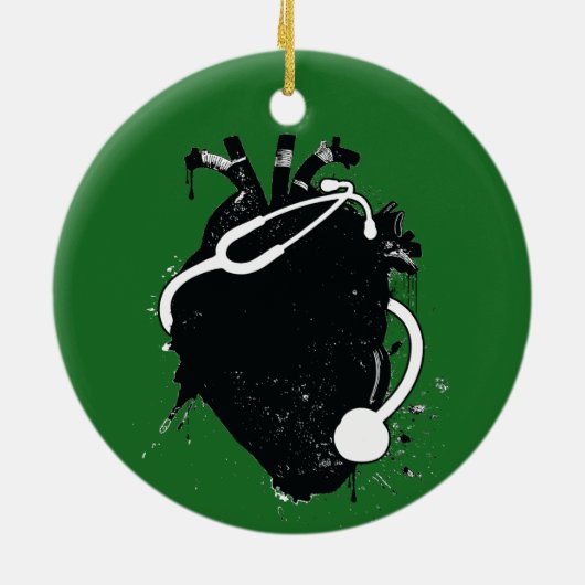 解剖学的ハート聴診器 セラミックオーナメント (裏面)