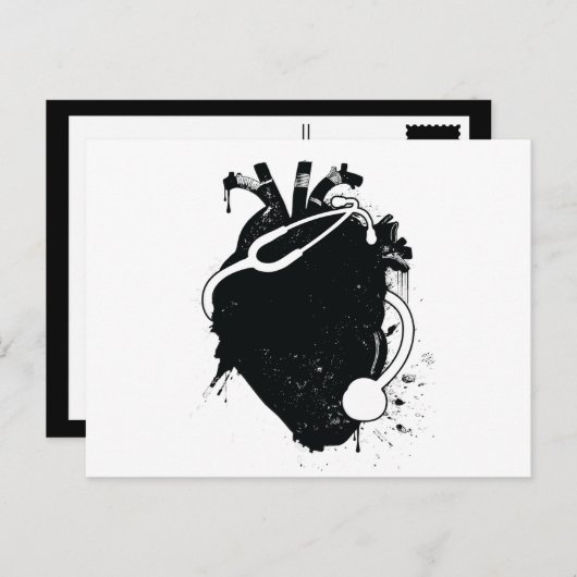 解剖学的ハート聴診器 ポストカード (正面/裏面)