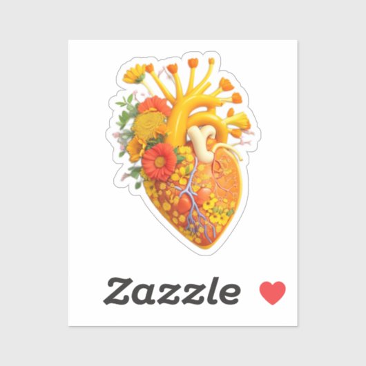 解剖学的ハート花 シール (シート)