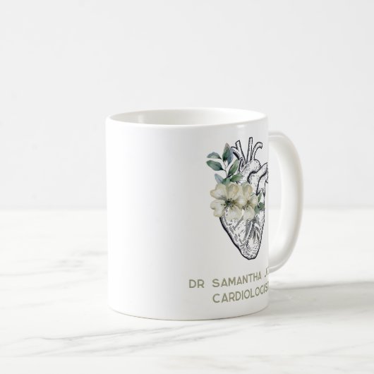 解剖学的パーソナライズされたハートフローラ心学者 コーヒーマグカップ (正面右)