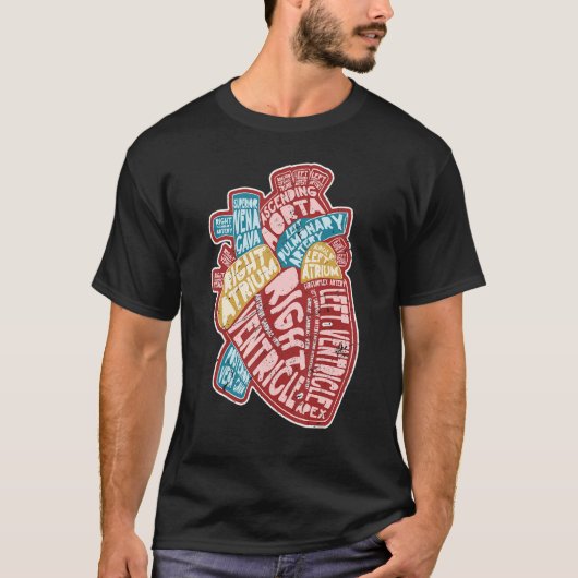 解剖学的ヒトハート心臓学 Tシャツ (正面)