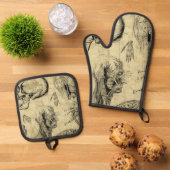 解剖学的ヴィンテージの外観 鍋つかみ&鍋敷きセット (トップダウン)