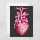 解剖学的白熱［赤熱］光を放つハート ポストカード (正面/裏面)