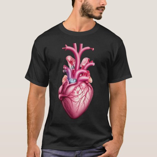 解剖学的白熱［赤熱］光を放つハート Tシャツ (正面)