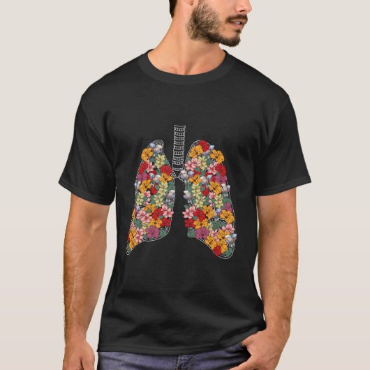 解剖学的肺花医学解剖学T Tシャツ (正面)