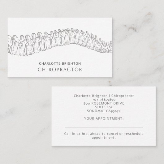 解剖学的脊柱カイロプラクターアポイントメント及び 名刺 (正面/裏面)