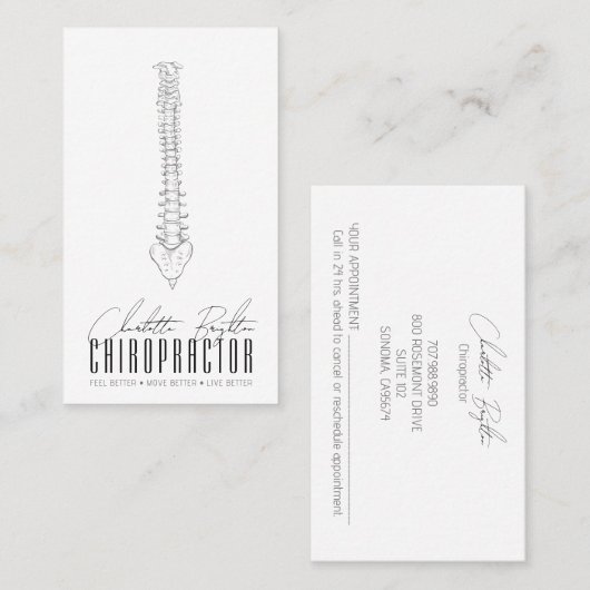 解剖学的脊柱カイロプラクターアポイントメント及び 名刺 (正面/裏面)