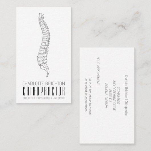 解剖学的脊柱カイロプラクターアポイントメント及び 名刺 (正面/裏面)