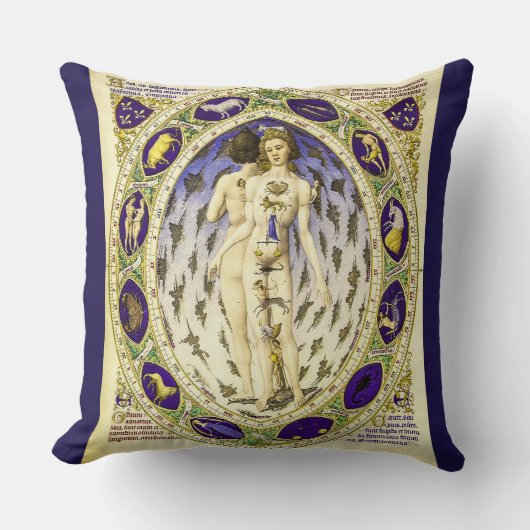 解剖学的〔占星術の〕十二宮図マン クッション (正面)