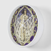 解剖学的〔占星術の〕十二宮図マン 壁時計 (傾斜)