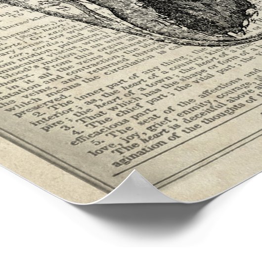 解剖学辞書アートハートと花 ポスター (角)