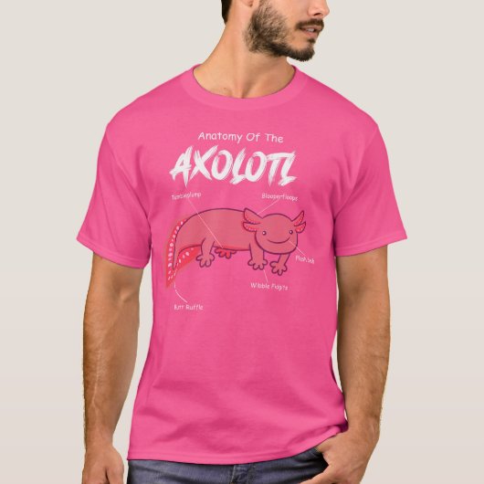 解剖学Axolotlメキシコのサラマンダリザード歩く Tシャツ (正面)