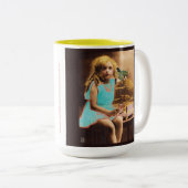 解放されたワタリガラスのヴィンテージの写真のコーヒーティーカップのマグ ツートーンマグカップ (正面右)